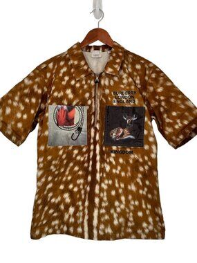 Burberry Fawn Animal Deer Print Patch Shirt Size 10